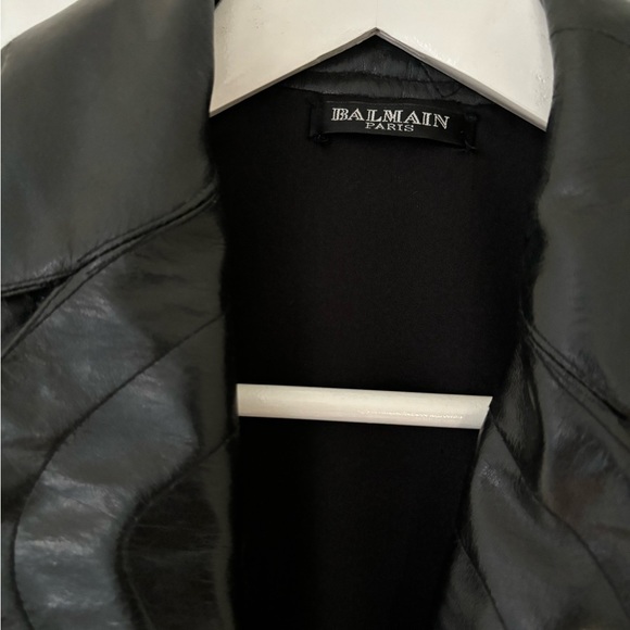 Balmain XXS cropped leather jacket with padded shoulders - Picture 6 of 8